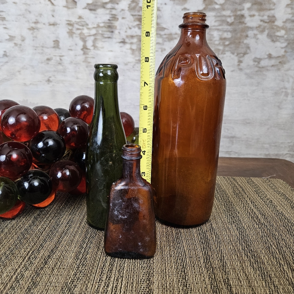 Vintage Glass Bottles Schilling McCormick Purex Vintage Amber Found Objects - Picture 9 of 10